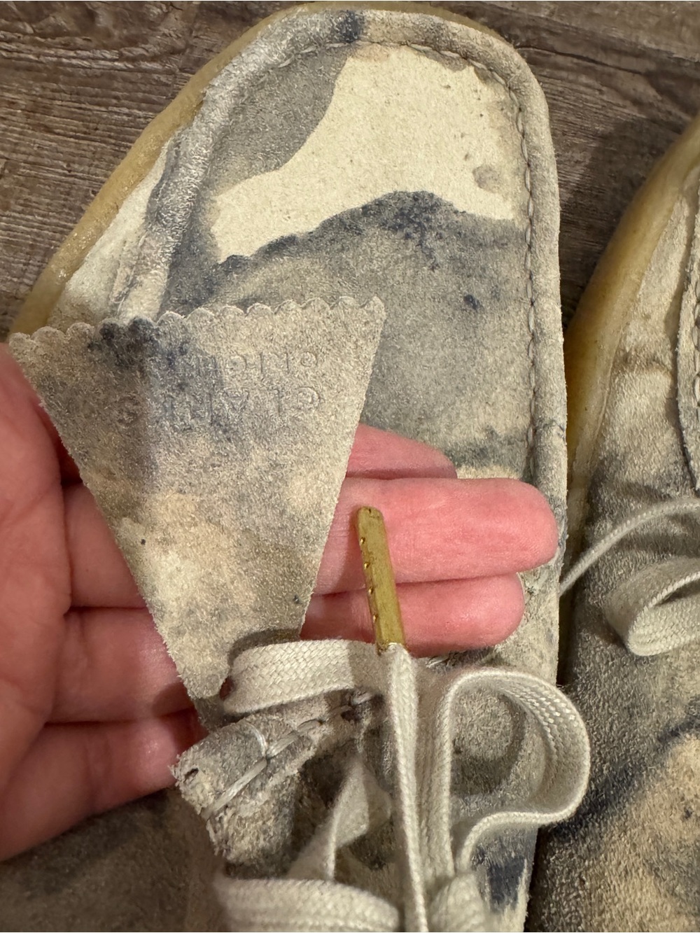 Clark’s Originals Wallabee Off-White Camo Shoe Sz 13 - Picture 6 of 6